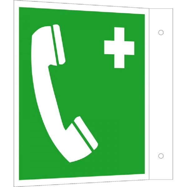 Erste-Hilfe-Schild: Notruftelefon | Aluminium | 15x15cm 