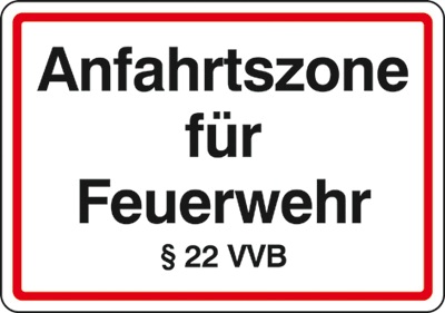 Hinweisschild für die Feuerwehr: Anfahrtszone | Aluminium geprägt | 50x35cm