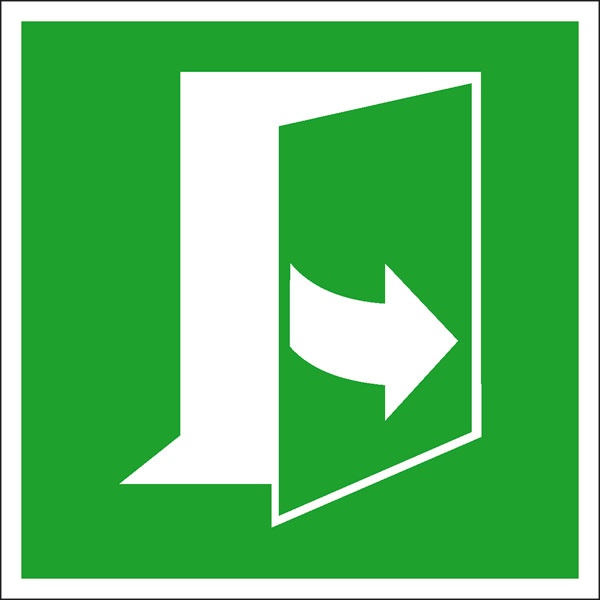 Rettungszeichen: Tür links ziehen | Aufkleber | 20x20cm