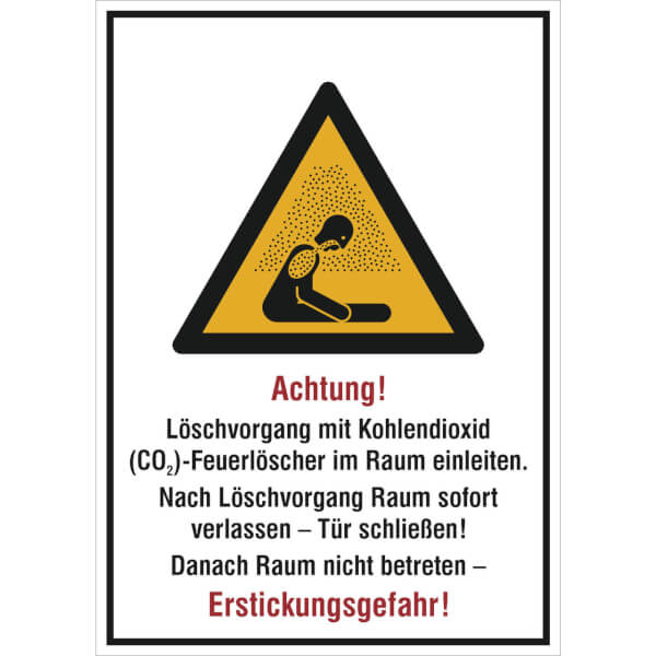 ✓ Warnschild: Achtung! Löschvorgang mit CO2-Feuerlöscher