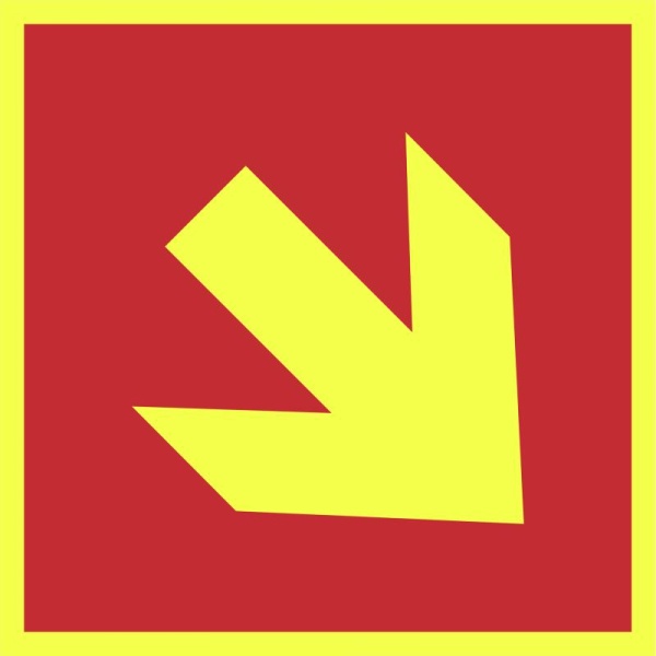 Brandschutzschild PLUS: Richtungspfeil schräg | Aufkleber | 15x15cm