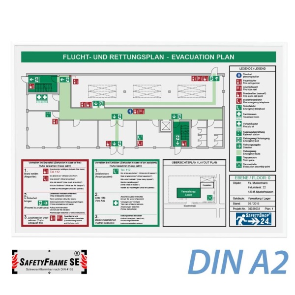 Brandschutzrahmen für Flucht- und Rettungspläne - SafetyFrame SE