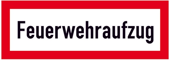 Hinweisschild für die Feuerwehr: Feuerwehraufzug | Aufkleber | 29,7x10,5cm