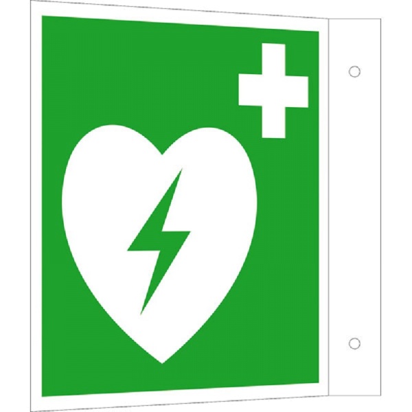 Erste-Hilfe-Schild: Defibillator (AED) | Aluminium | 15x15cm 