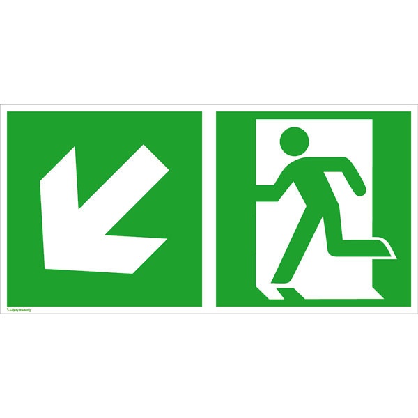 Rettungszeichen: Rettungsweg links abwärts | Aufkleber | 40x20cm