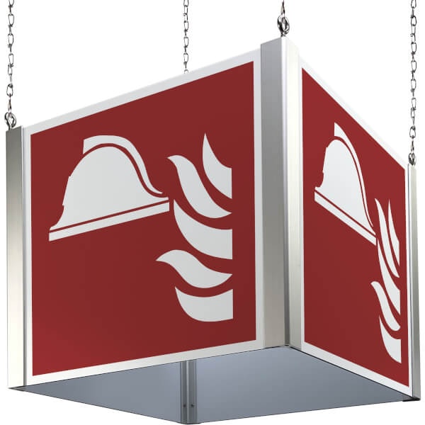 Brandschutzzeichen: Brandbekämpfung | Deckenwürfel | 40x40cm