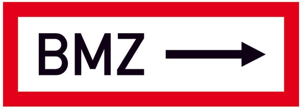 Hinweisschild für die Feuerwehr: BMZ (Brandmelderzentrale) rechts | Aluminium geprägt | 29,7x10,5cm