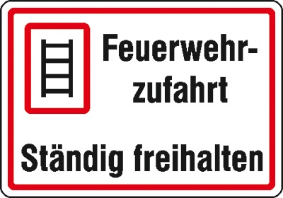 Hinweisschild für die Feuerwehr: Feuerwehrzufahrt | Aluminium geprägt | 50x35cm