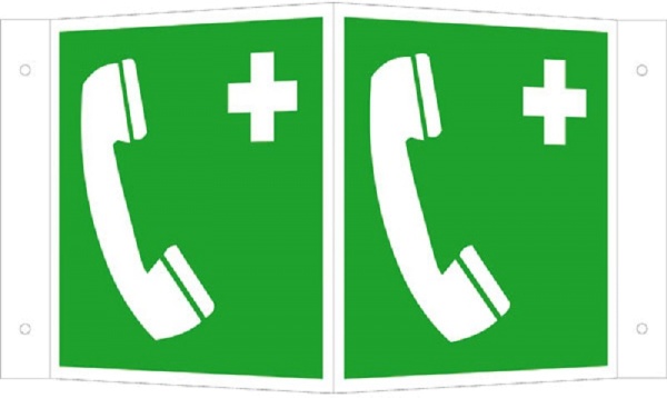Erste-Hilfe-Schild: Notruftelefon | Kunststoff | 20x20cm 