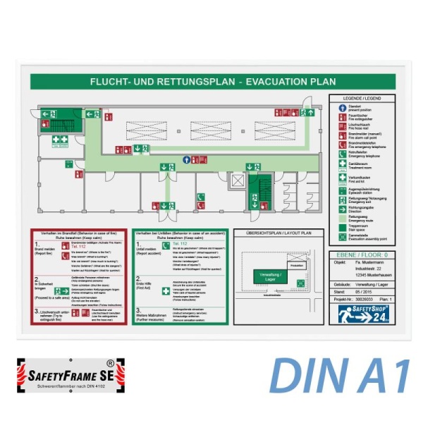 Brandschutzrahmen für Flucht- und Rettungspläne - SafetyFrame SE
