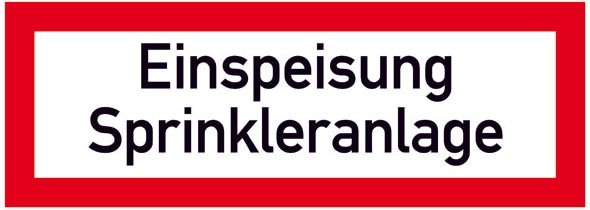 Hinweisschild für die Feuerwehr: Einspeisung Sprinkleranlage | Aluminium geprägt | 29,7x10,5cm