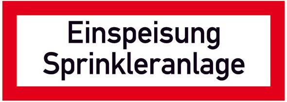 Hinweisschild für die Feuerwehr: Einspeisung Sprinkleranlage | Aluminium geprägt | 29,7x10,5cm