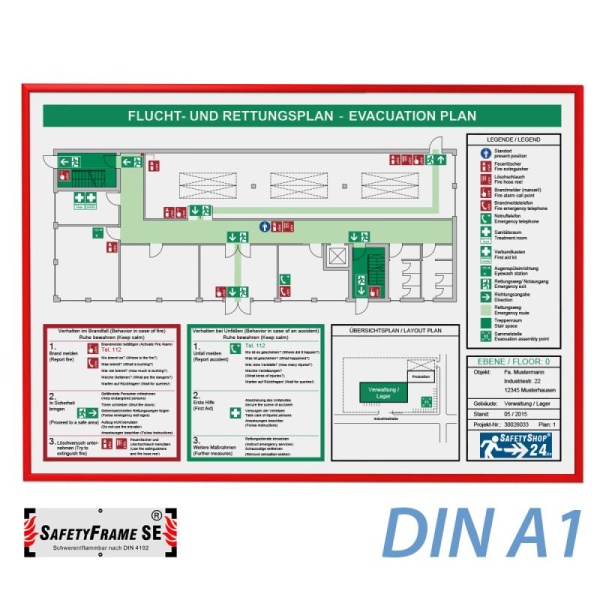 Brandschutzrahmen für Flucht- und Rettungspläne - SafetyFrame SE