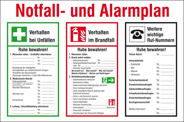Brandschutzschild: Notfall- und Alarmplan | Kunststoff | 60x40cm