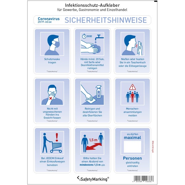 Infektionsschutz-Aufkleber | Sicherheitshinweise