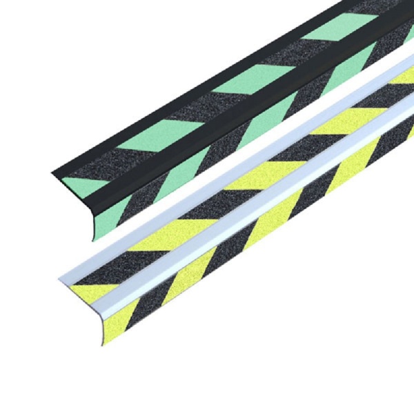 Doppel-Treppenkantenprofil | selbstklebend | schwarz/gelb tagesfluoreszierend