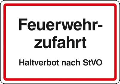 Feuerwehrschild Feuerwehrzufahrt, Aluminium, 420x148mm