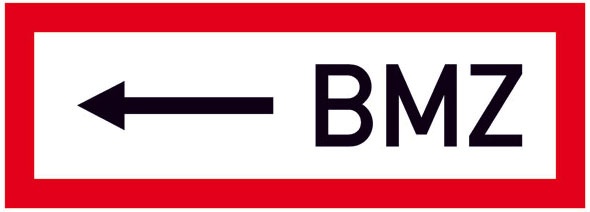 Hinweisschild für die Feuerwehr: BMZ (Brandmelderzentrale) links | Aluminium geprägt | 29,7x10,5cm