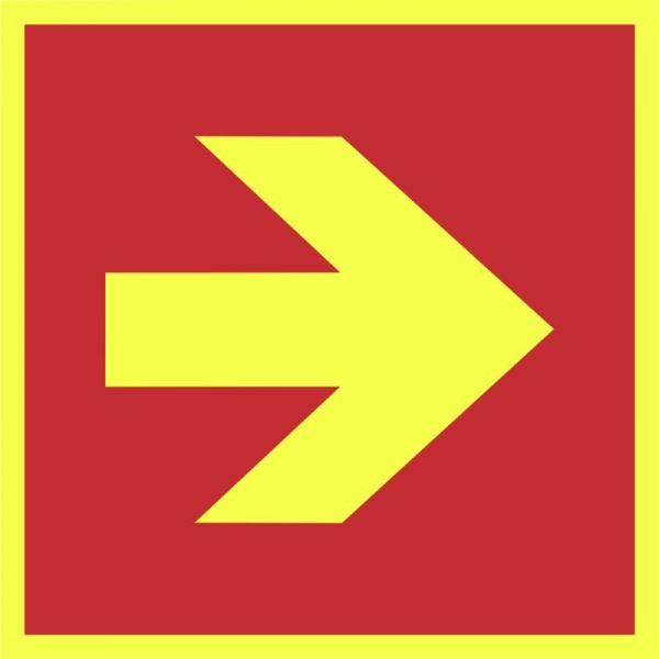 Brandschutzschild PLUS: Richtungspfeil gerade | Aufkleber | 15x15cm