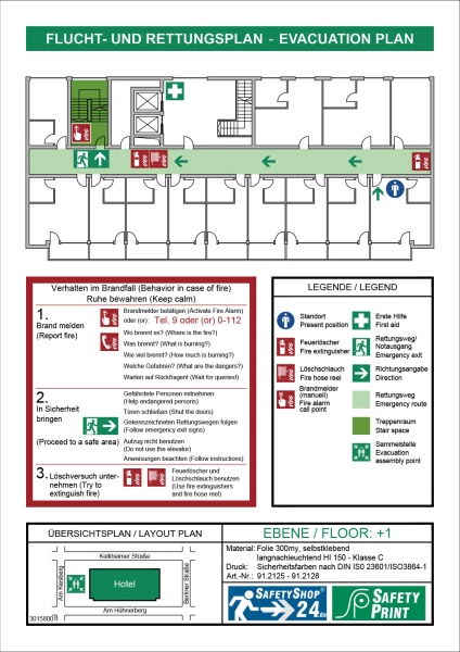 SafetyPrint | MUSTER | Druck auf Folie | langnachleuchtend