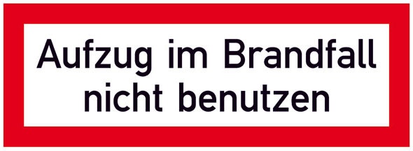 Hinweisschild für die Feuerwehr: Aufzug | Aufkleber | 29,7x10,5cm