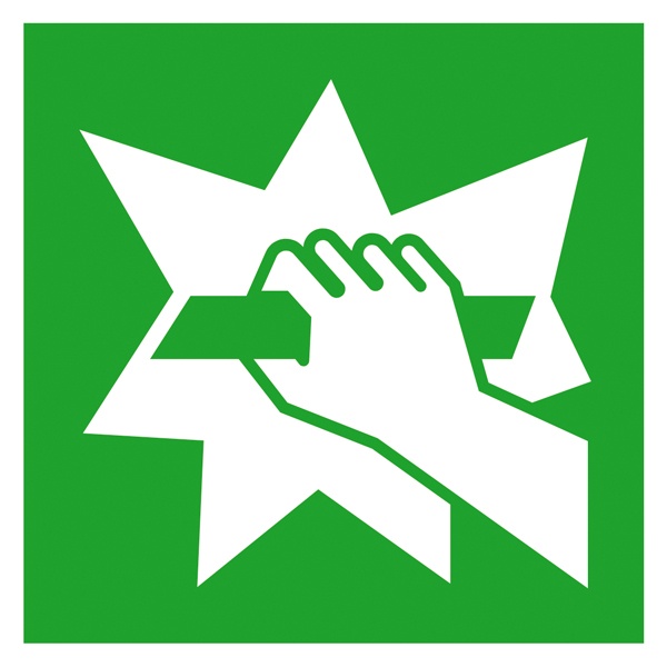 Rettungszeichen: Scheibe zerschlagen | Kunststoff | 20x20cm