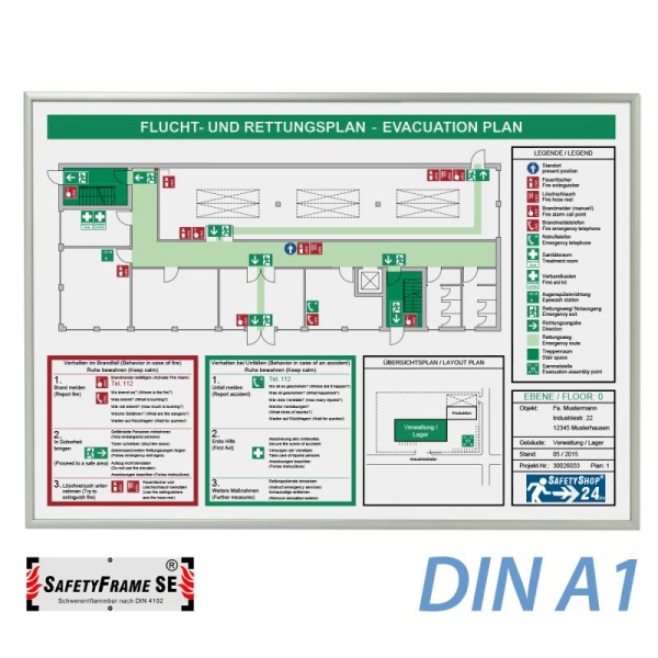 Brandschutzrahmen für Flucht- und Rettungspläne - SafetyFrame SE