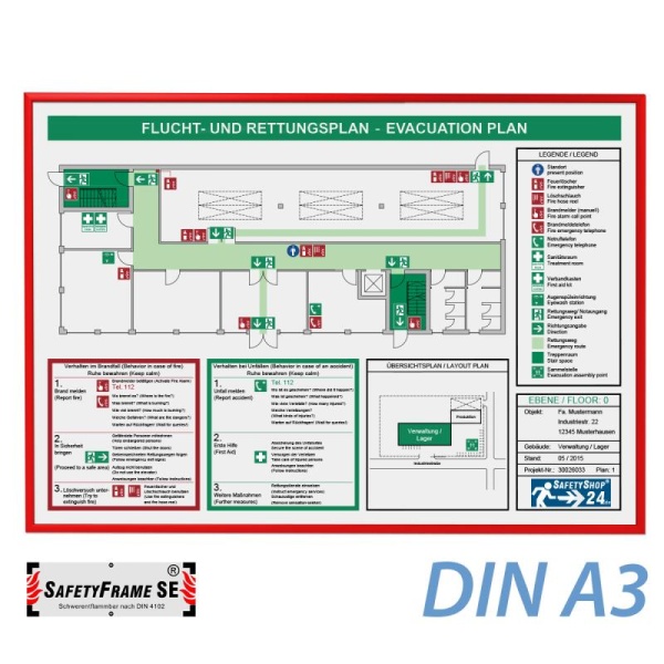 Brandschutzrahmen für Flucht- und Rettungspläne - SafetyFrame SE