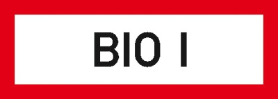 Hinweisschild für die Feuerwehr: BIO 1 | Aluminium geprägt | 21x7,4cm
