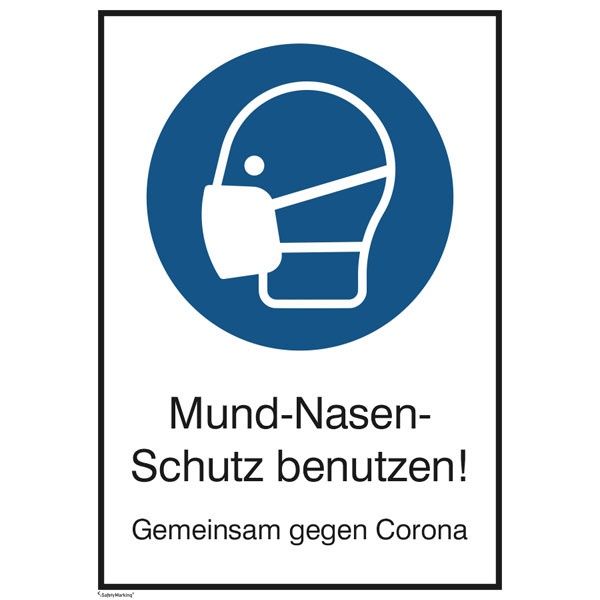 Hinweisschild "Mund-Nasen-Schutz benutzen!" | Aufkleber | 21x29,7cm