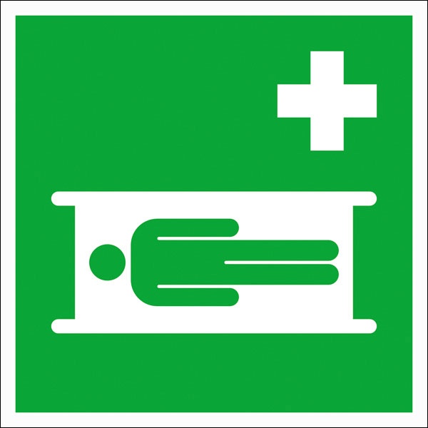 Erste-Hilfe-Schild: Krankentrage | Aufkleber | 15x15cm 