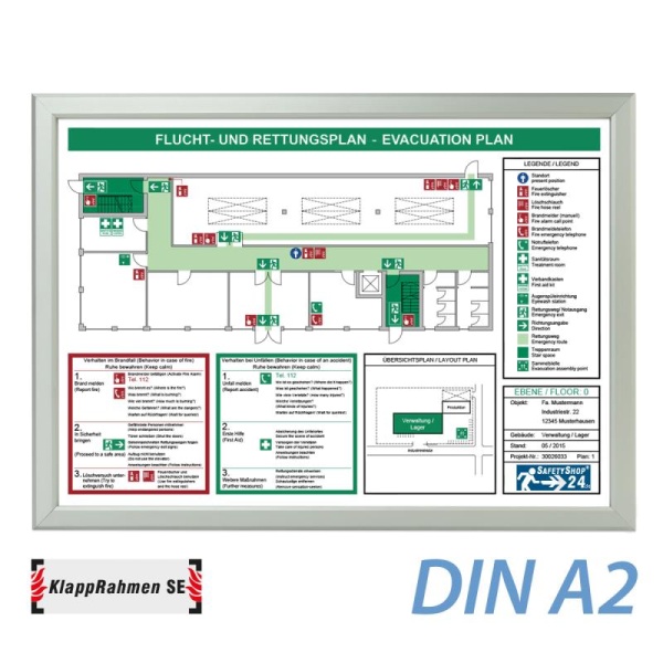 Brandschutzrahmen für Flucht- und Rettungspläne | Klapprahmen SE
