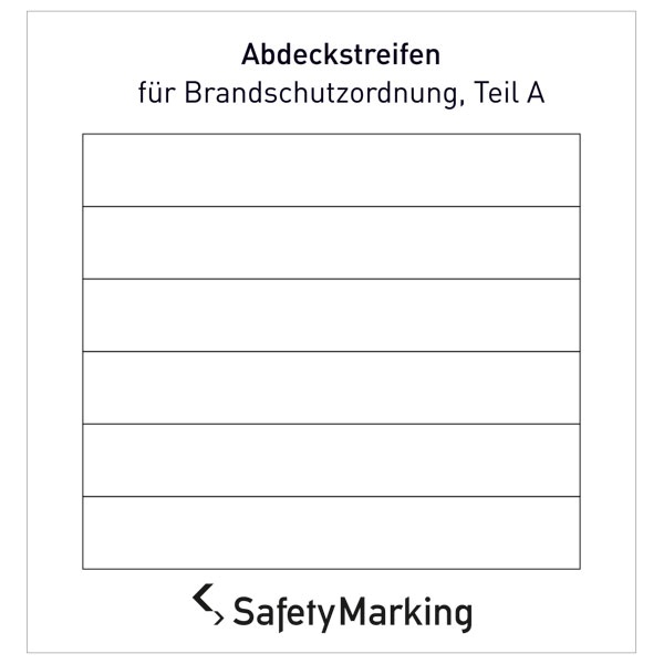 Abdeckstreifen für Brandschutzordnung, Teil A | Aufkleber | 8,9x1,3cm