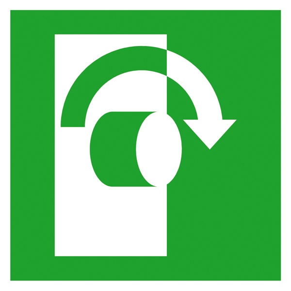 Rettungszeichen: Öffnung durch Rechtsdrehung | Kunststoff | 20x20cm