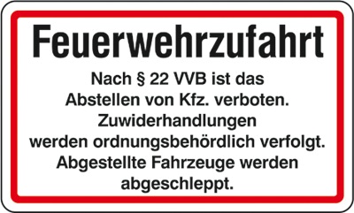 Hinweisschild für die Feuerwehr: Feuerwehrzufahrt | Aluminium geprägt | 50x35cm