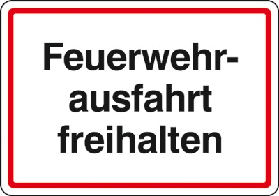 Hinweisschild für die Feuerwehr: Feuerwehrausfahrt | Aluminium geprägt | 50x35cm