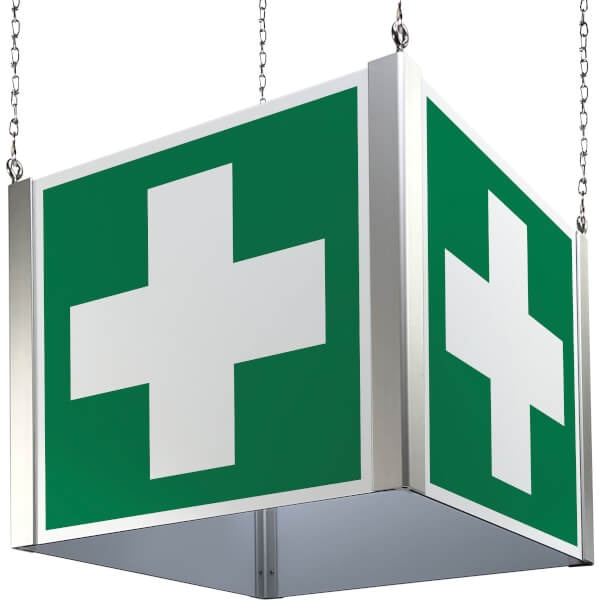 Erste-Hilfe-Schild: Erste Hilfe | Deckenwürfel | 20x20cm