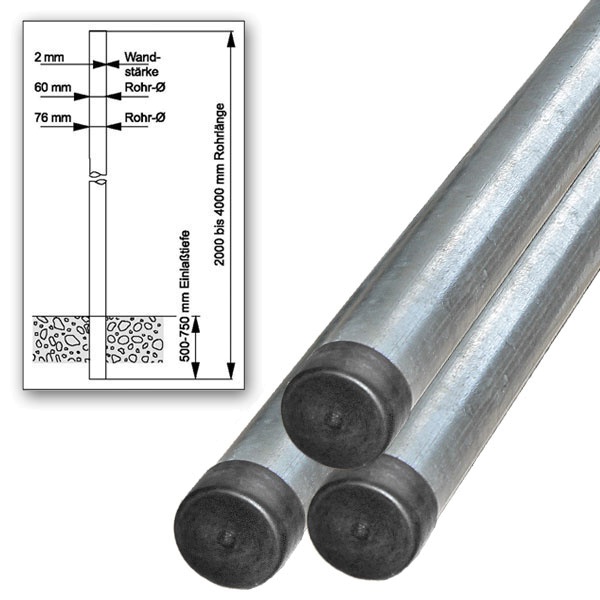 Rohrpfosten | Länge: 250 cm | Ø 6cm