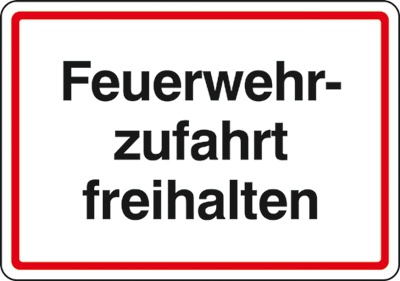 Hinweisschild für die Feuerwehr: Feuerwehrzufahrt | Aluminium geprägt | 50x35cm