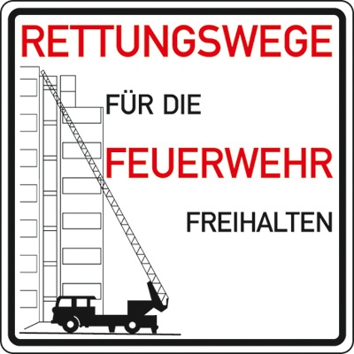 Hinweisschild für die Feuerwehr: Rettungswege | Aluminium | 50x50cm