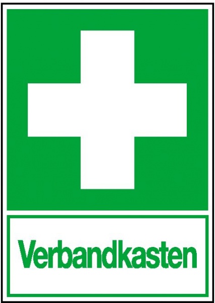 Erste-Hilfe-Schild: Verbandkasten | Aufkleber | 5x7,5cm 