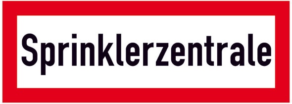 Hinweisschild für die Feuerwehr: Sprinklerzentrale | Aufkleber | 29,7x10,5cm