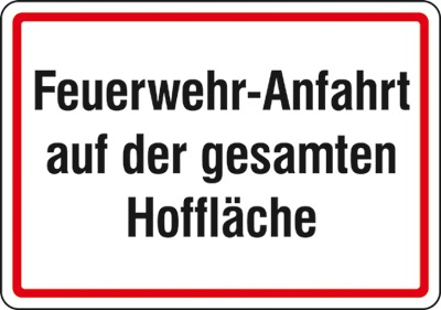 Hinweisschild für die Feuerwehr: Feuerwehr-Anfahrt | Aluminium geprägt | 50x35cm