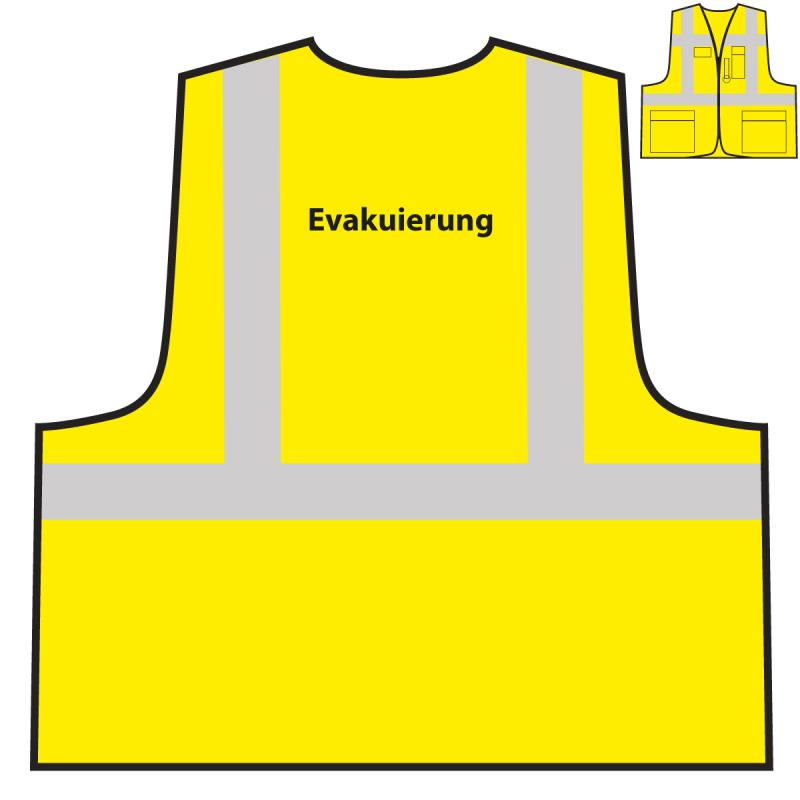Warnweste gelb EN ISO 20471 mit Aufschrift SECURITY auf Brust und Rücken -  Einheitsgröße