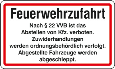 Feuerwehrschild Feuerwehrzufahrt, Aluminium, 420x148mm