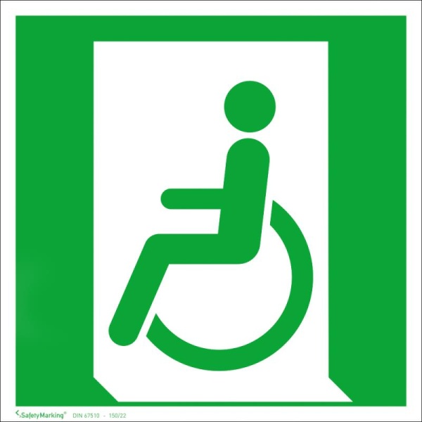 Rettungszeichen: Notausgang für Gehbeeinträchtigte links | Aufkleber | 15x15cm