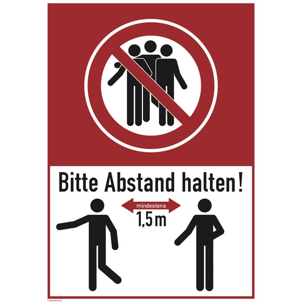 Hinweisschild "Bitte mind. 1,5 m Abstand halten!" | 13,1x18,5cm