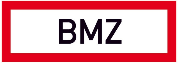 Hinweisschild für die Feuerwehr: BMZ (Brandmelderzentrale) | Aluminium geprägt | 29,7x10,5cm